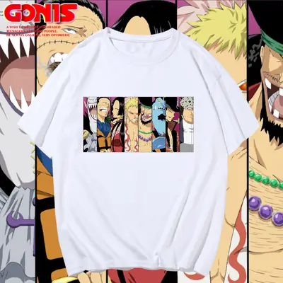 Blue One Piece Anime Print T-Shirt for Teenagers