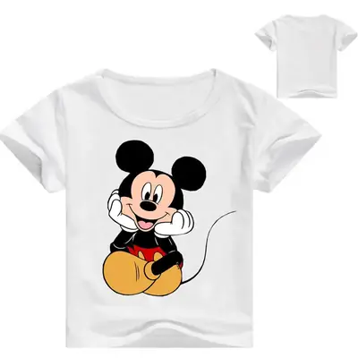 2020 Mickey Mouse Short Sleeve T-Shirt White Blue Kids