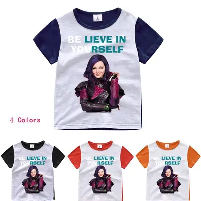 Girls Cartoon T-Shirt White Blue Short Sleeve Summer Wear