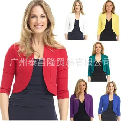 Women's Black Cardigan Short Coat Plus Size Solid Color