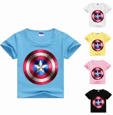 Captain America T-Shirt Kids Blue Star Design