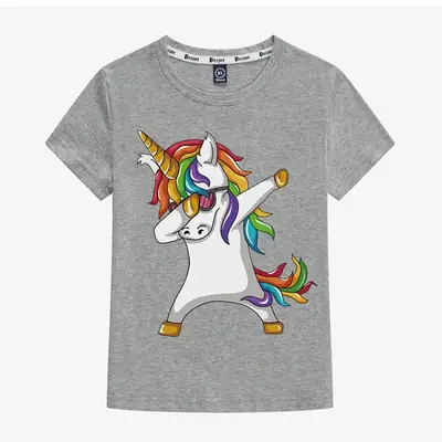 Kids Unicorn T-Shirt Black 26 Combed Cotton