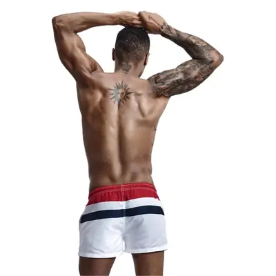 Men Striped Casual Shorts White Red Blue Loose Summer Wear