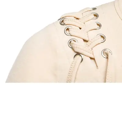 White Long Sleeve Braided Rope T-Shirt Slim Fit