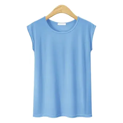 Pink Sleeveless Crewneck T-Shirt Plus Size
