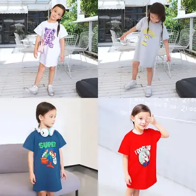 Girls Cartoon Bear T-Shirt White Short Sleeve Dropshipping