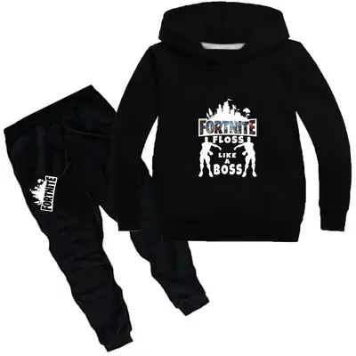 Pink Fortnite Hoodie & Black Pants Set for Boys