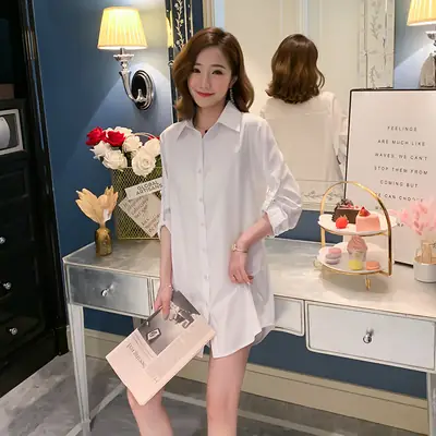 2025 White Long Sleeve Women's Shirt with Loose Bottoming