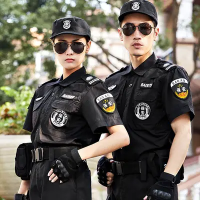 Black Short Sleeve Security Guard Suit for Men Women