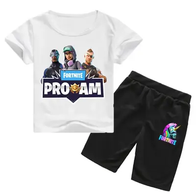 Fortune 7 Proamer Kids Cotton Shorts Set Blue Black