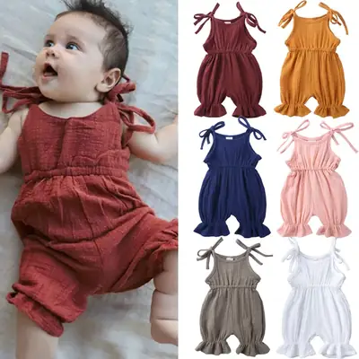 Pink Hay Cotton Sleeveless Girls Summer Suit