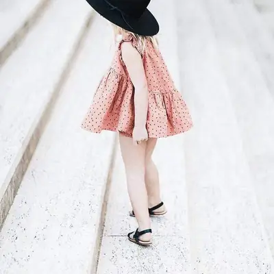 Girls Cotton Linen Printed Skirt Pants Set Pink
