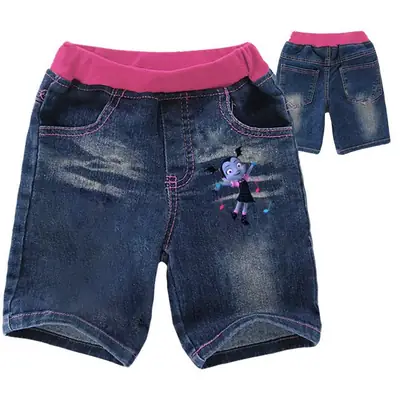 Denim Shorts with Cartoon Print for Girls
