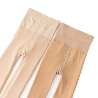 Flesh-Colored Double-Layer Tights for Women