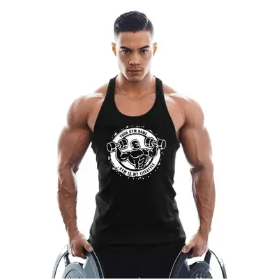 Men Printed Tank Top Gray Workout Vest Quick Dry Breathable