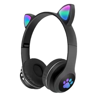 Luminous Cat Ears Bluetooth Headset with Paw Print Design