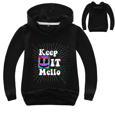 Green Hoodie Set for Kids "Keep Out Mello" Print