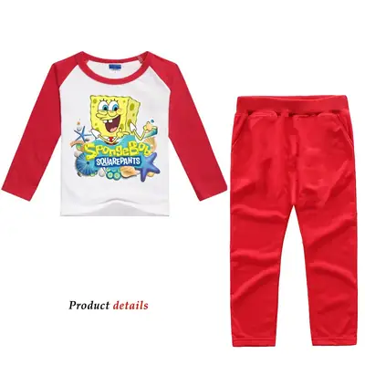 SpongeBob Printed Red T-Shirt & Pants Set for Boys Girls