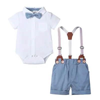 Boys Crossbody Shorts Set Blue Cotton Summer