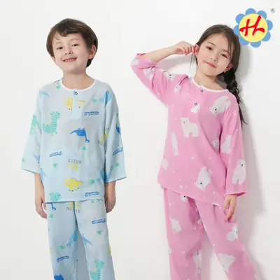 Children's Cartoon Cotton Silk Pajamas Set