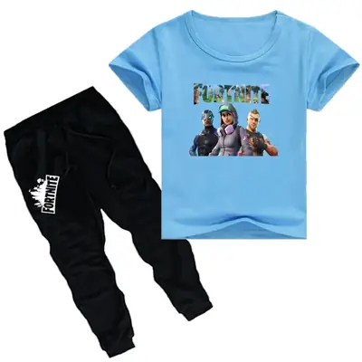 Kids Printed T-Shirt & Jogger Pants Set Purple Black