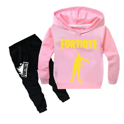 Children Fortnite Hoodie & Jogger Pants Set Red Black Cotton