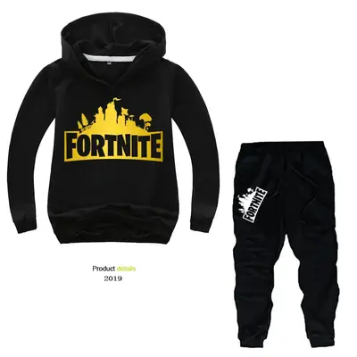 Children's Yellow Cresty Hoodie & Black Trousers Set