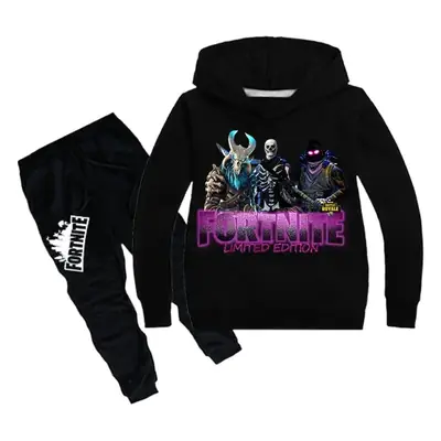 Children Fortnite Hoodie Sweatshirt Set Pink Black