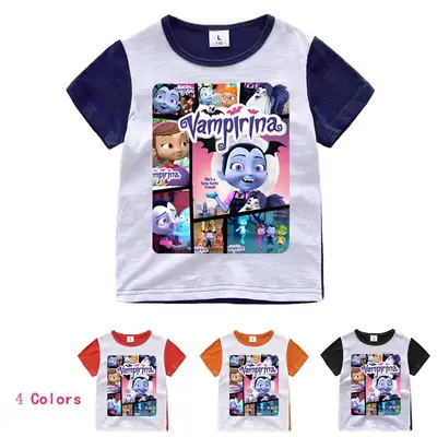 2018 Kids Cartoon T-Shirt White Orange Short Sleeve