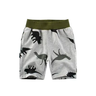 Kids Dinosaur Print Shorts Grey Medium