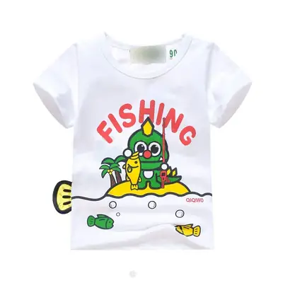Children's Cartoon Fish Short T-Shirt White Q834