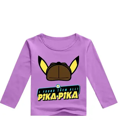 Pika Anime Long Sleeve Pink Shirt for Boys Girls 0353