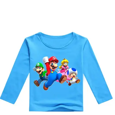 Kids Super Mario Long Sleeve T-Shirt Blue White