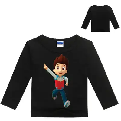 Red Long-Sleeve Dog Print Kids T-Shirt