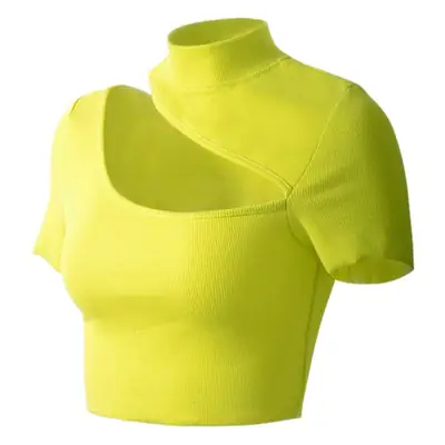Women's Black Hollow Slant T-Shirt Short Sleeve Summer Top