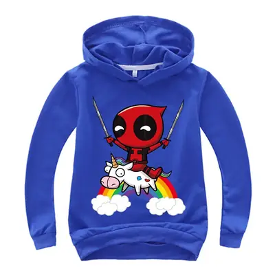 Kids Hoodie Deadpool Cartoon Print Pink