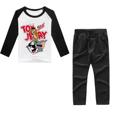 Tom and Jerry Long Sleeve T-Shirt Red Pants Set for Kids