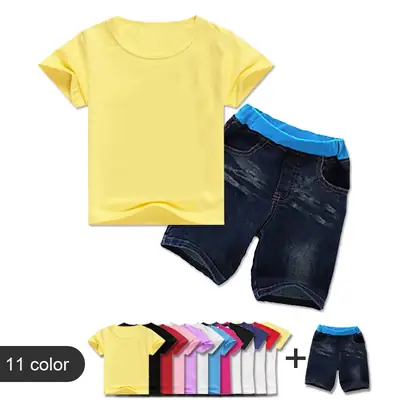Boys & Girls Summer T-Shirt & Denim Shorts Set