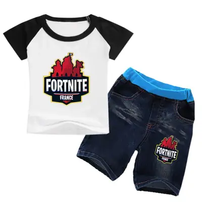 Fortnite French Kids Suit White Blue Shorts
