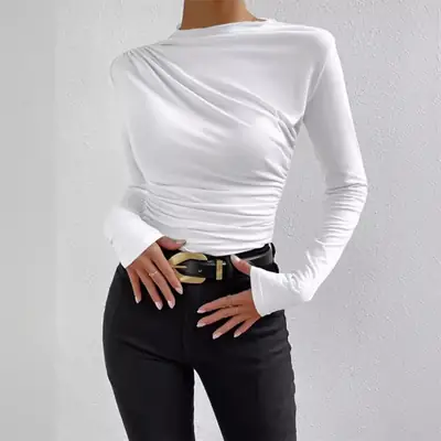 Black Long Sleeve Slim Fitting T-Shirt for Women