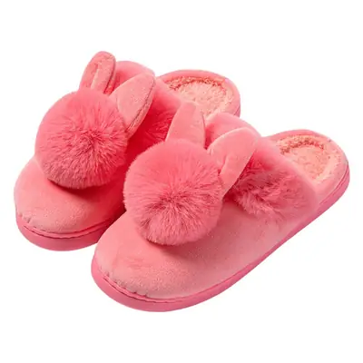 Long Ears Single Ball Men and Women Couple Winter Warm Wood Floor Thickened Indoor Warm Slippers Cotton Slippers