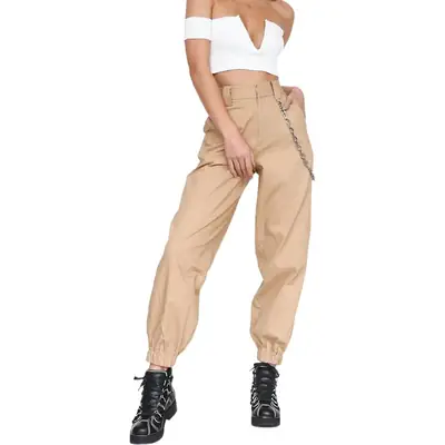 Women's White Crossbody Belt Pants with Black Boots