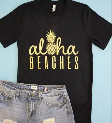 Aloha Beaches Pineapple Graphic T-Shirt Black