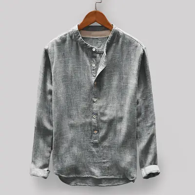 Men's Spot 2019 Cotton Button Collar Shirt Olive Gold