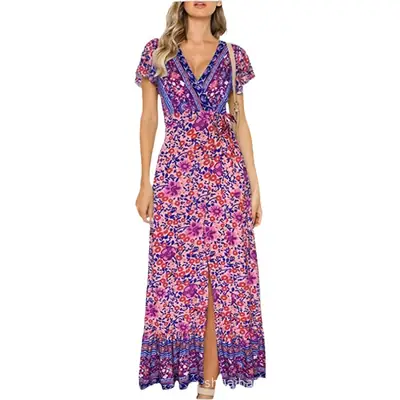 Printed Lace-Up Flared Dress for Women
