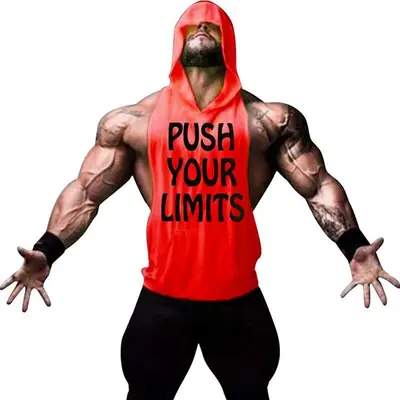 Push Your Limits Hooded Fitness Vest Cotton Large