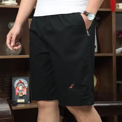 Men's Green Zipper Multi-Pocket Shorts Large