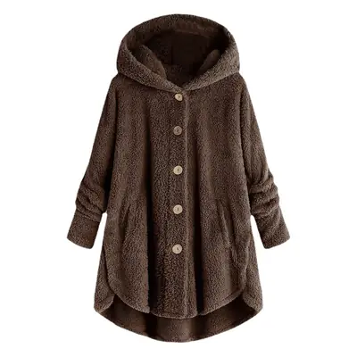 Women's Light Blue Plush Hooded Jacket Winter Top