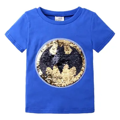 Kids Blue Cartoon T-Shirt 2026 Summer Cotton