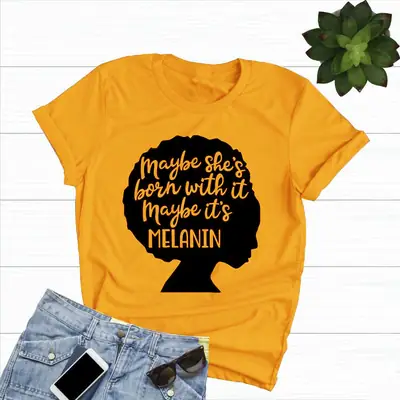 Unisex Melanin Print T-Shirt White Short Sleeve